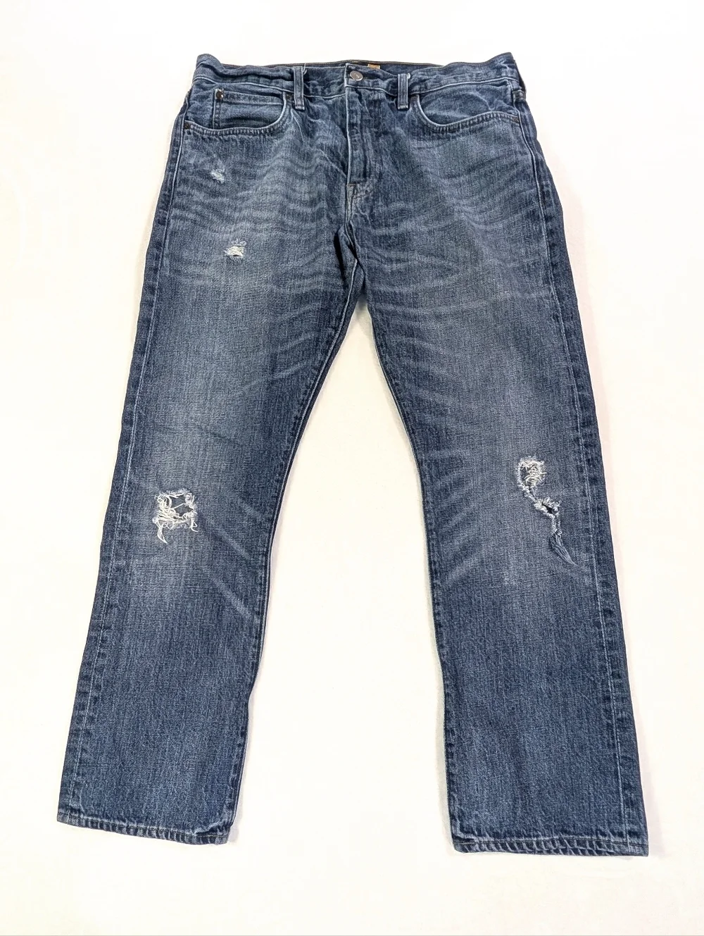 J. Crew 770 Straight Fit Men’s Jeans – Distressed Rip & Repair Wash – Size 34x30